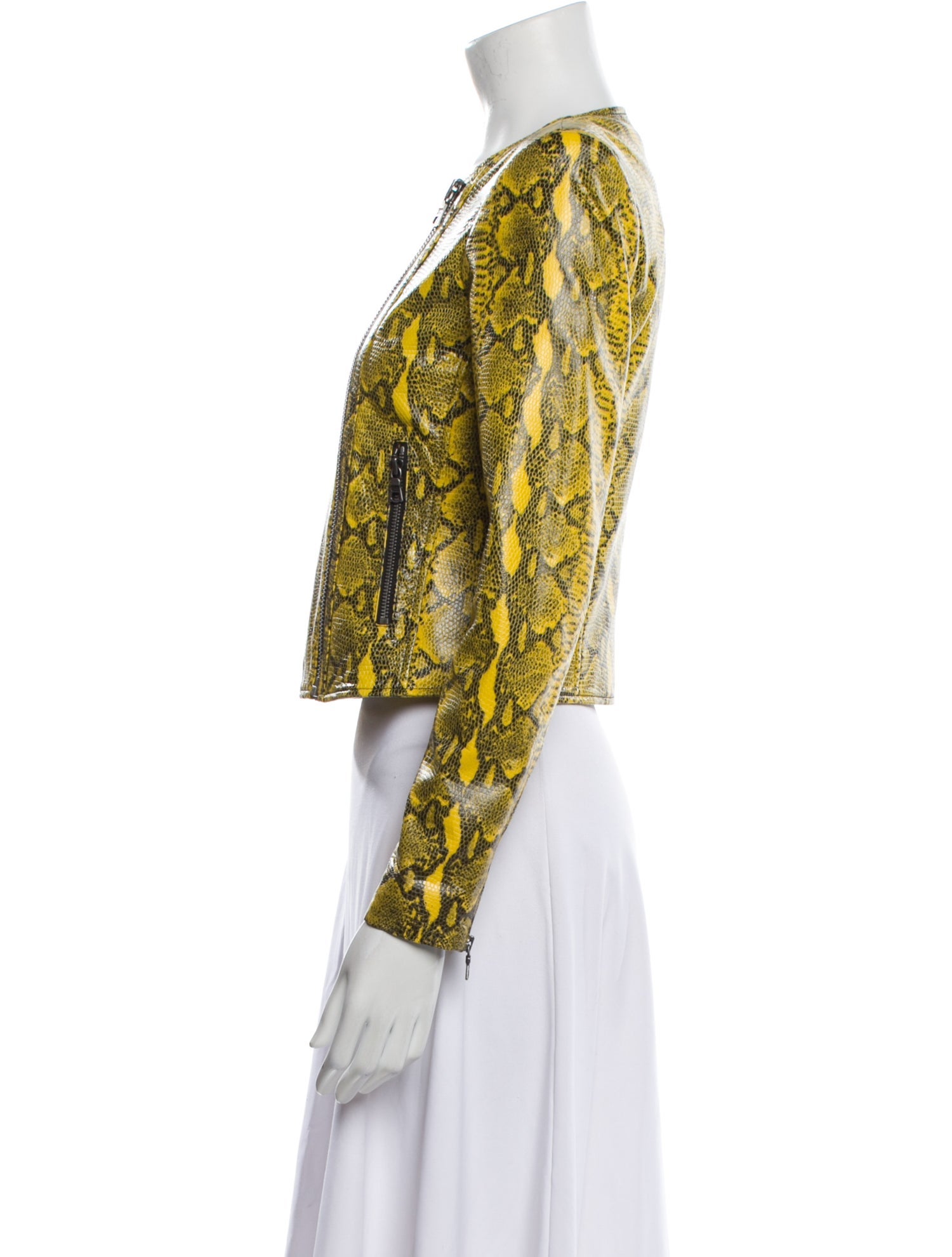 Alice + Olivia Leather Animal Print Evening Jacket