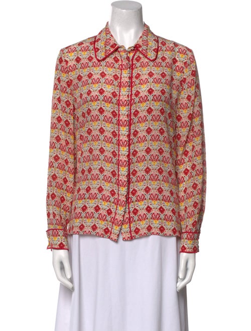 Alice + Olivia Silk Printed Button-Up Top