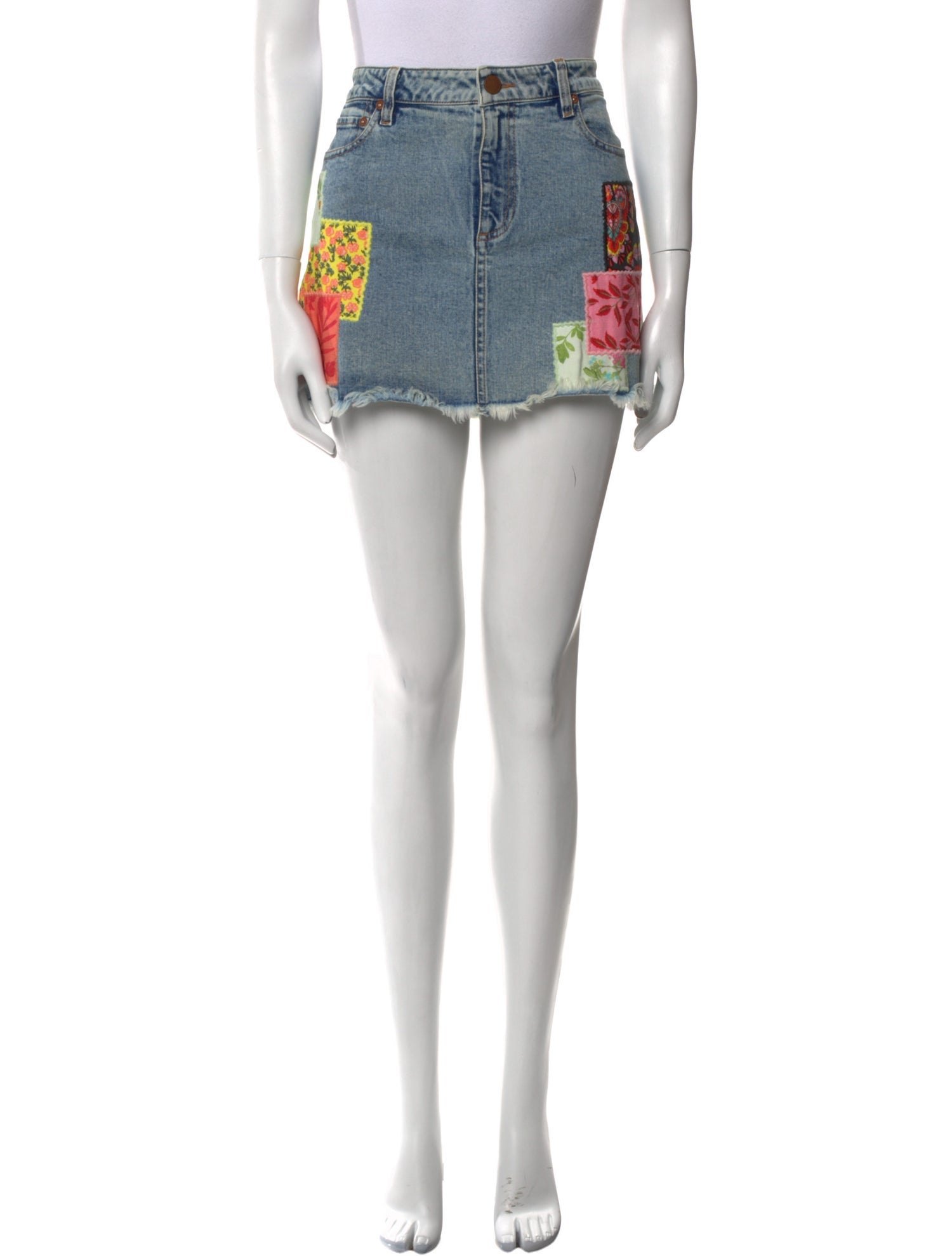 Alice + Olivia Embroidered Accent Mini Skirt