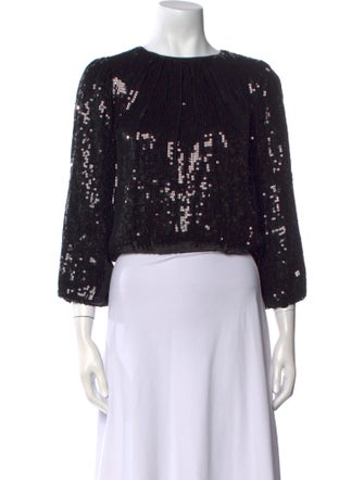 Alice + Olivia Sequin Bateau Neckline Crop Top