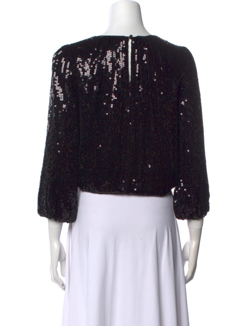 Alice + Olivia Sequin Bateau Neckline Crop Top