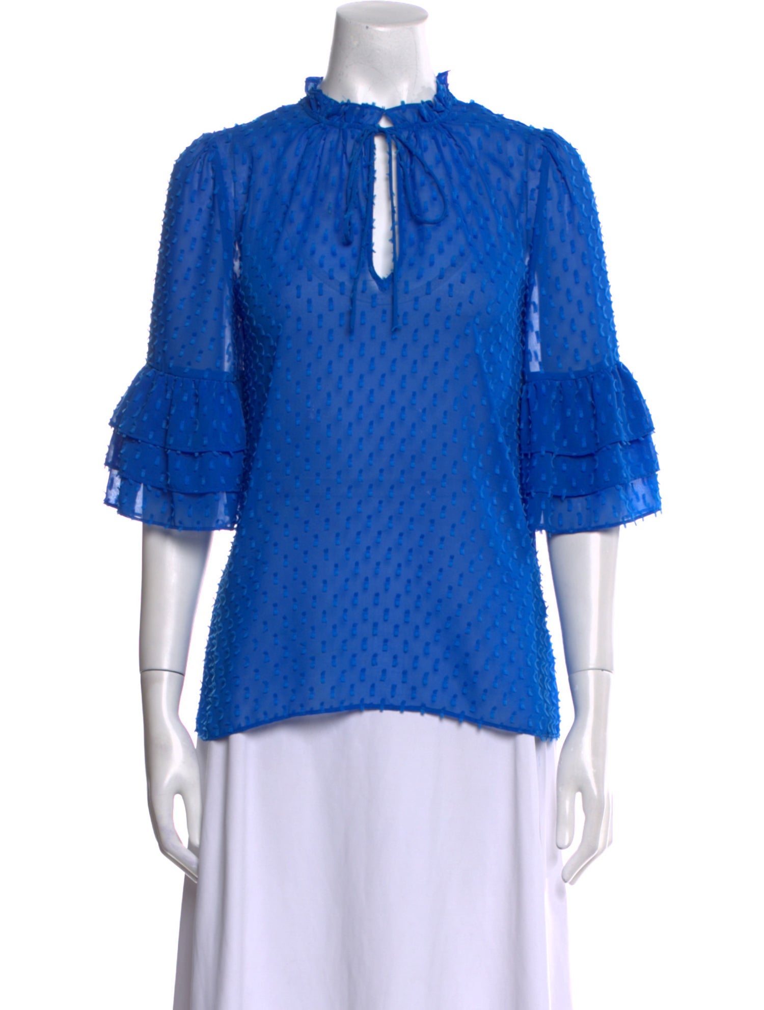 Alice + Olivia Mock Neck Three-Quarter Sleeve Blouse