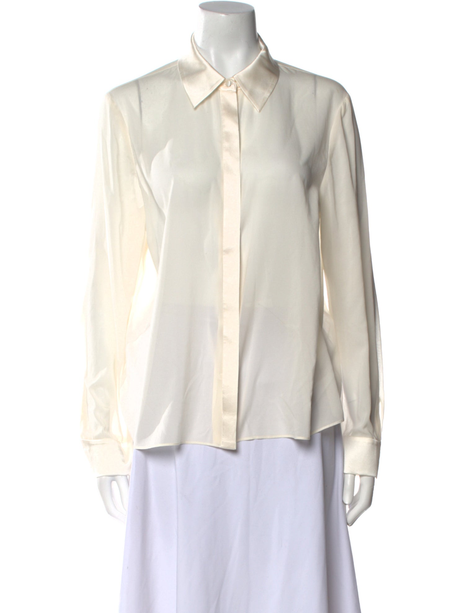 Alice + Olivia Silk Long Sleeve Button-Up Top
