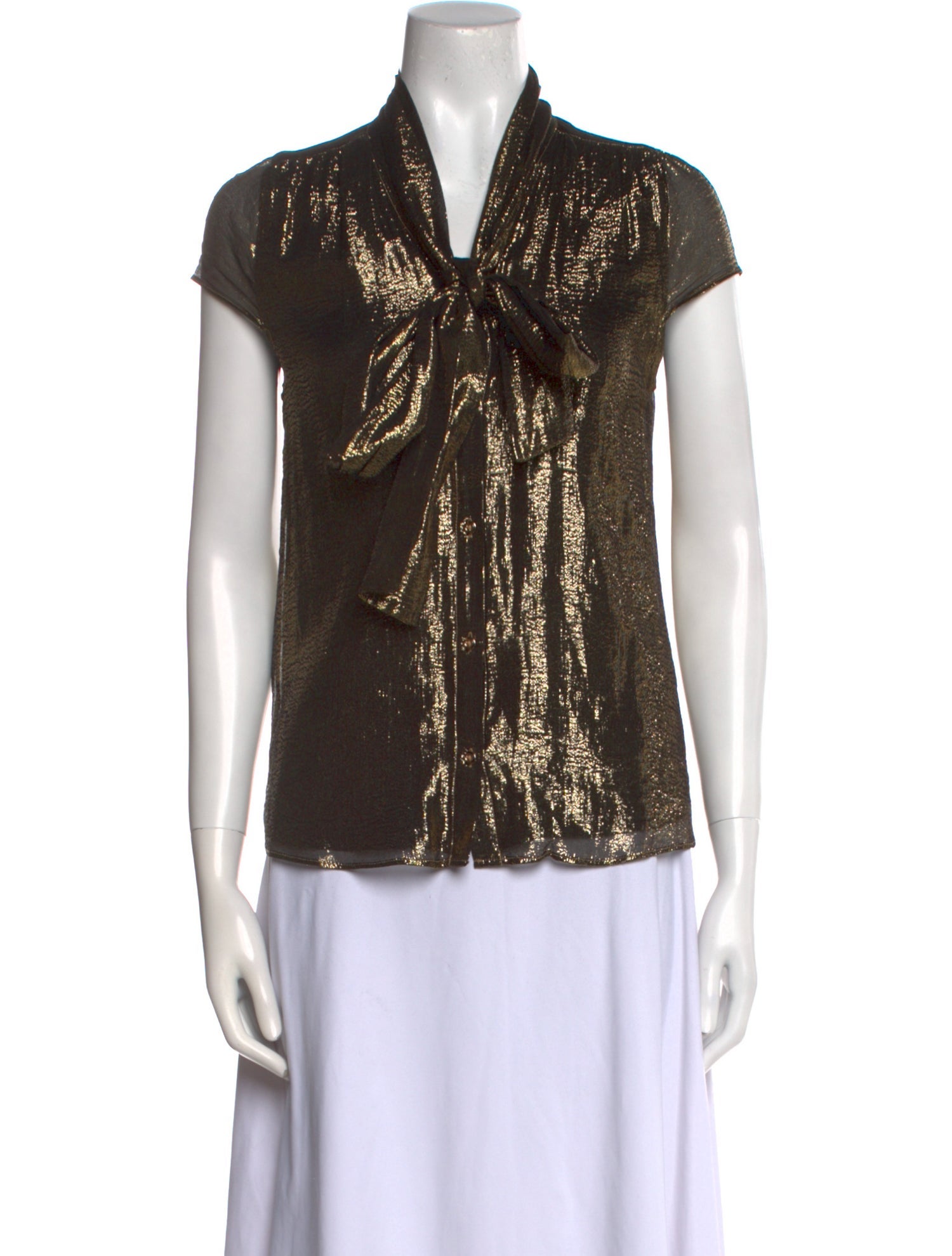 Alice + Olivia Silk Tie Neck Top