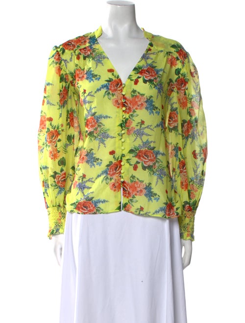 Alice + Olivia Floral Print V-Neck Blouse