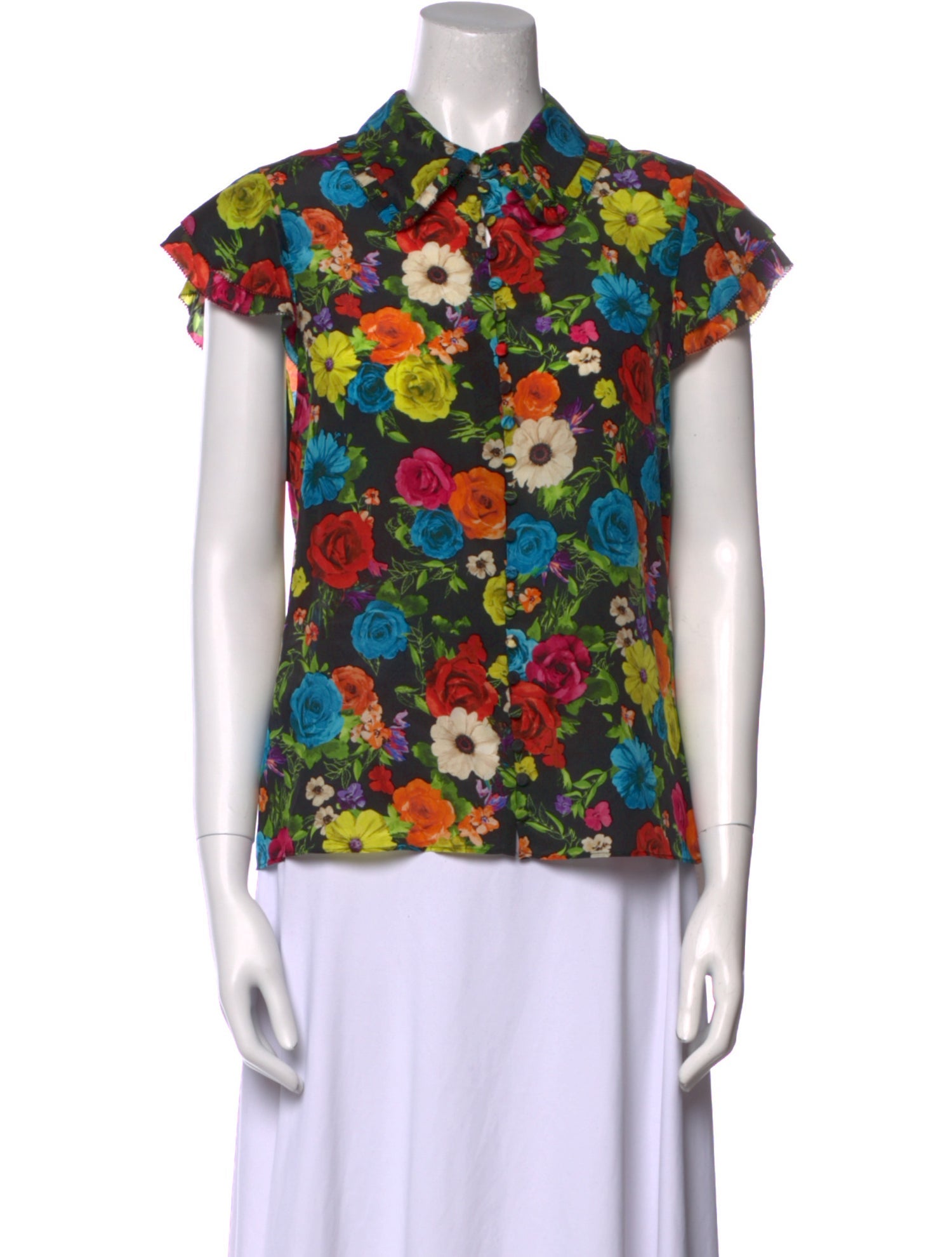 Alice + Olivia Silk Floral Print Blouse