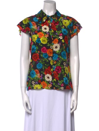Alice + Olivia Silk Floral Print Blouse