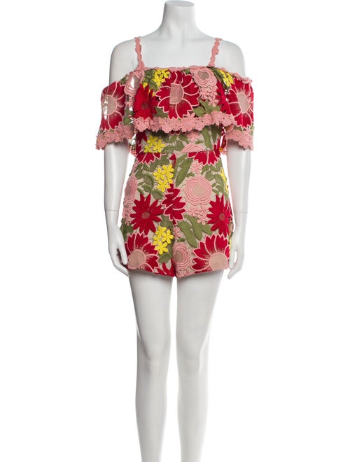 Alice + Olivia Floral Print Square Neckline Romper