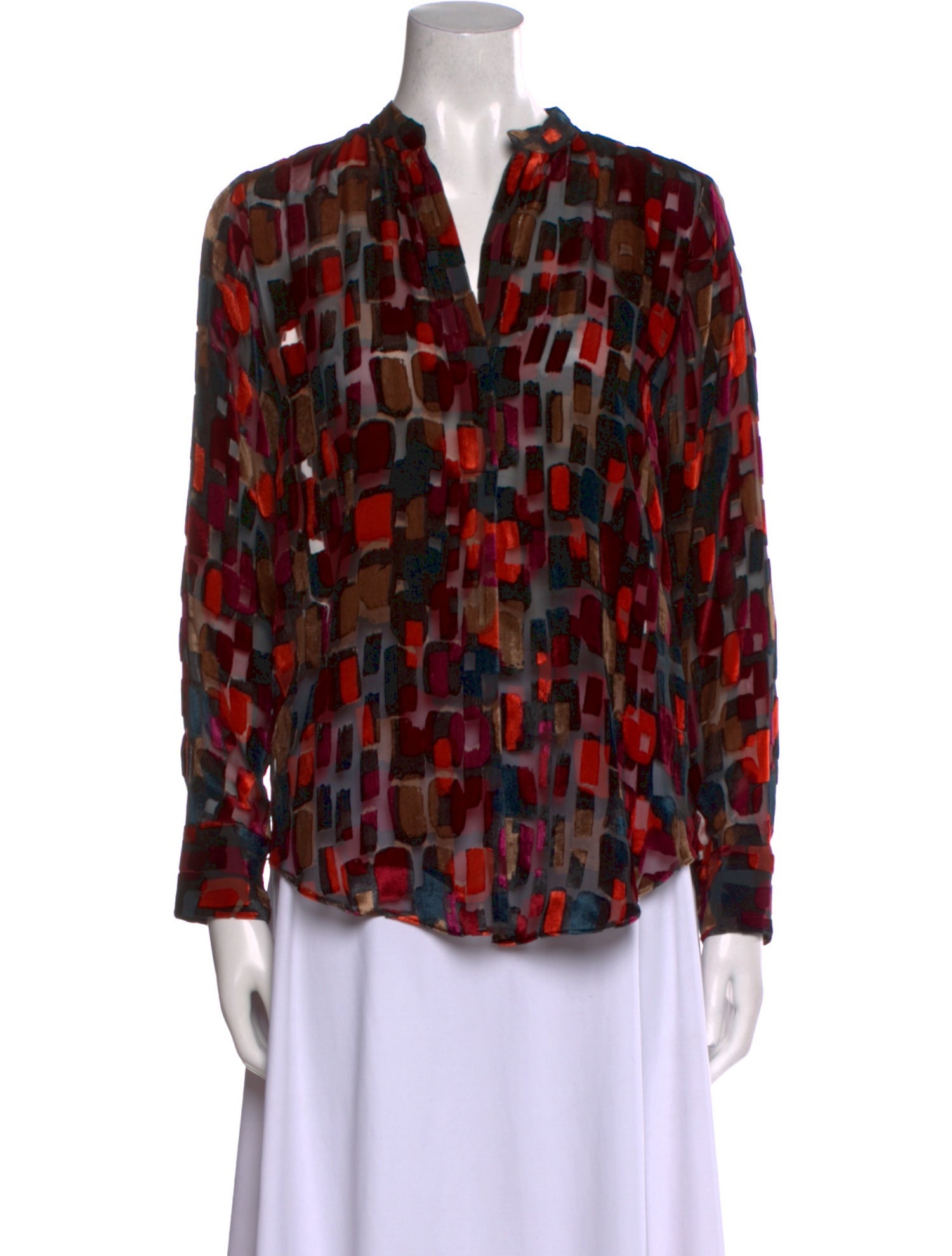 Alice + Olivia Printed V-Neck Blouse
