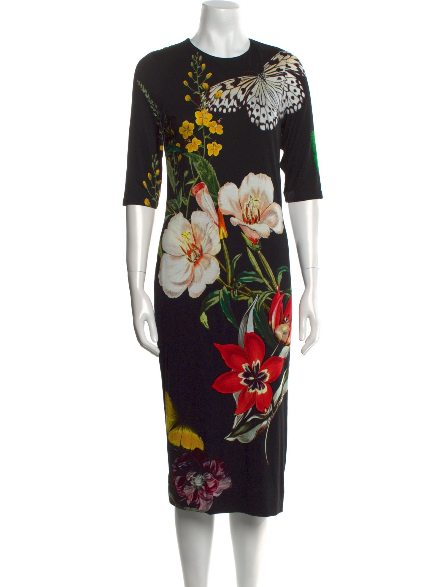 Alice + Olivia Floral Print Midi Length Dress