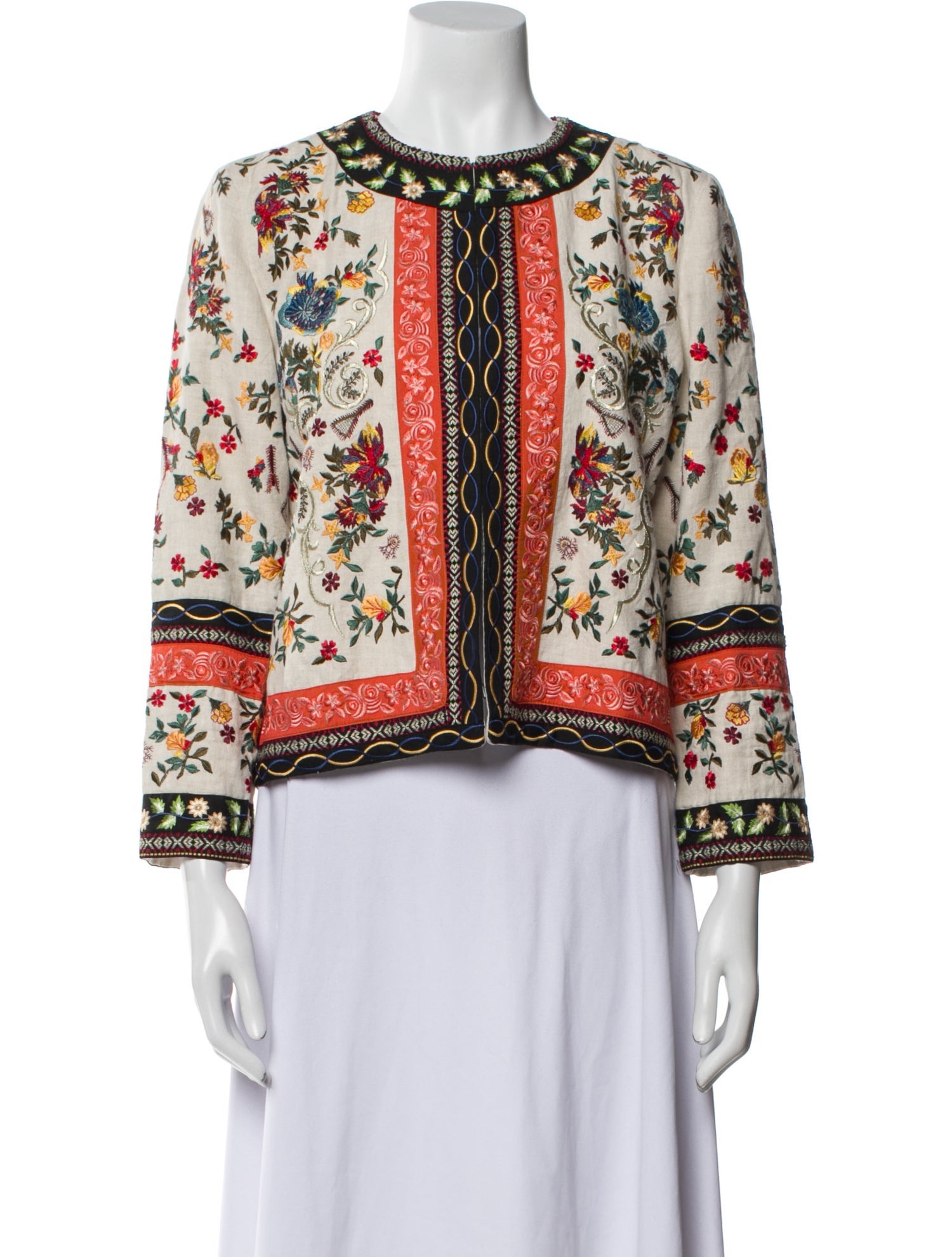Alice + Olivia Linen Printed Evening Jacket