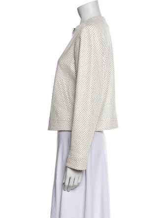 Alice + Olivia Lamb Leather Tweed Pattern Evening Jacket