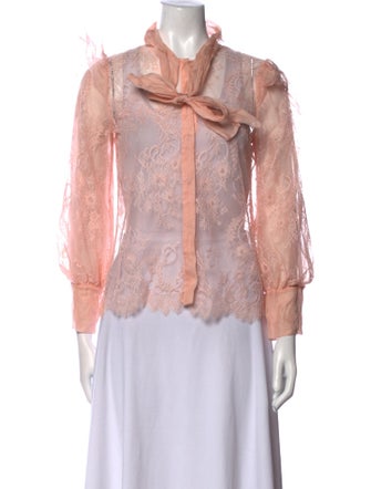 Alice + Olivia Mock Neck Long Sleeve Blouse