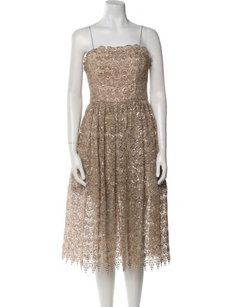 Alice + Olivia Square Neckline Midi Length Dress