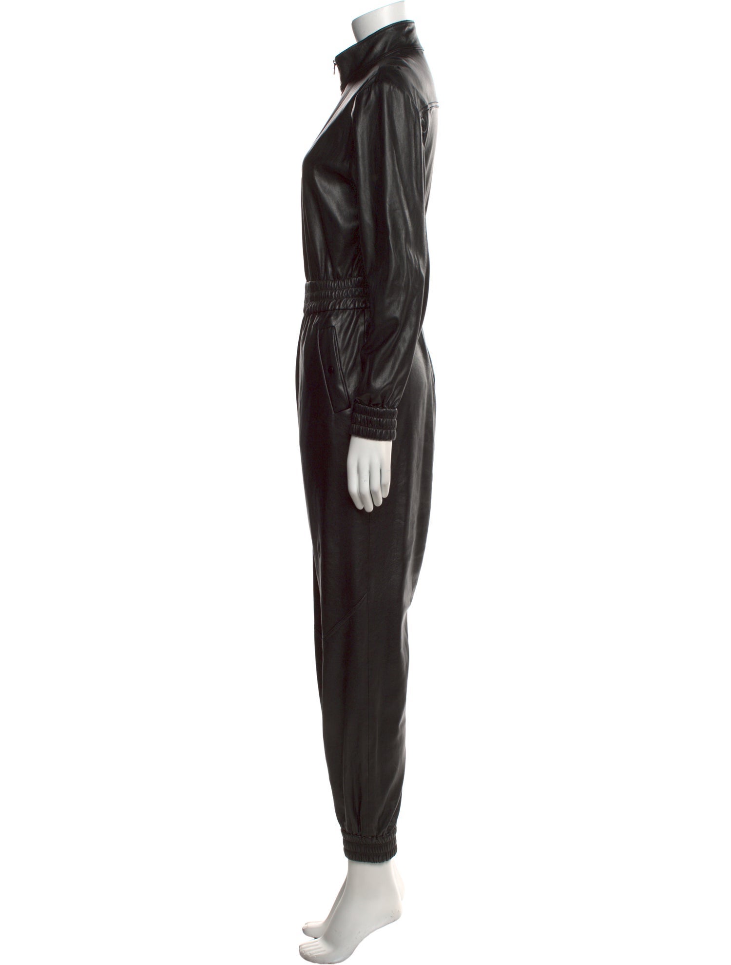 Alice + Olivia Faux Leather Mock Neck Jumpsuit