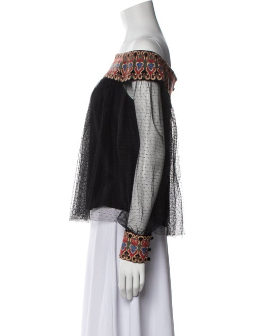 Alice + Olivia Off-The-Shoulder Long Sleeve Blouse