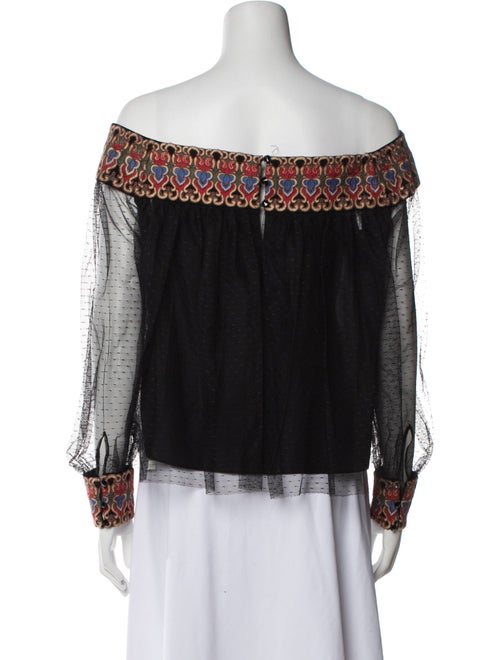 Alice + Olivia Off-The-Shoulder Long Sleeve Blouse