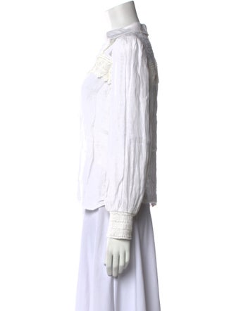 Alice + Olivia Linen Long Sleeve Button-Up Top