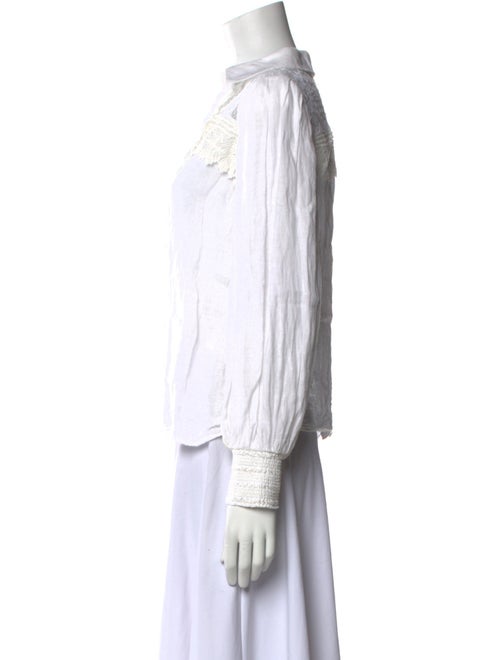 Alice + Olivia Linen Long Sleeve Button-Up Top