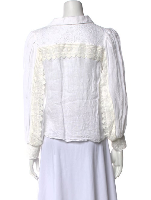 Alice + Olivia Linen Long Sleeve Button-Up Top