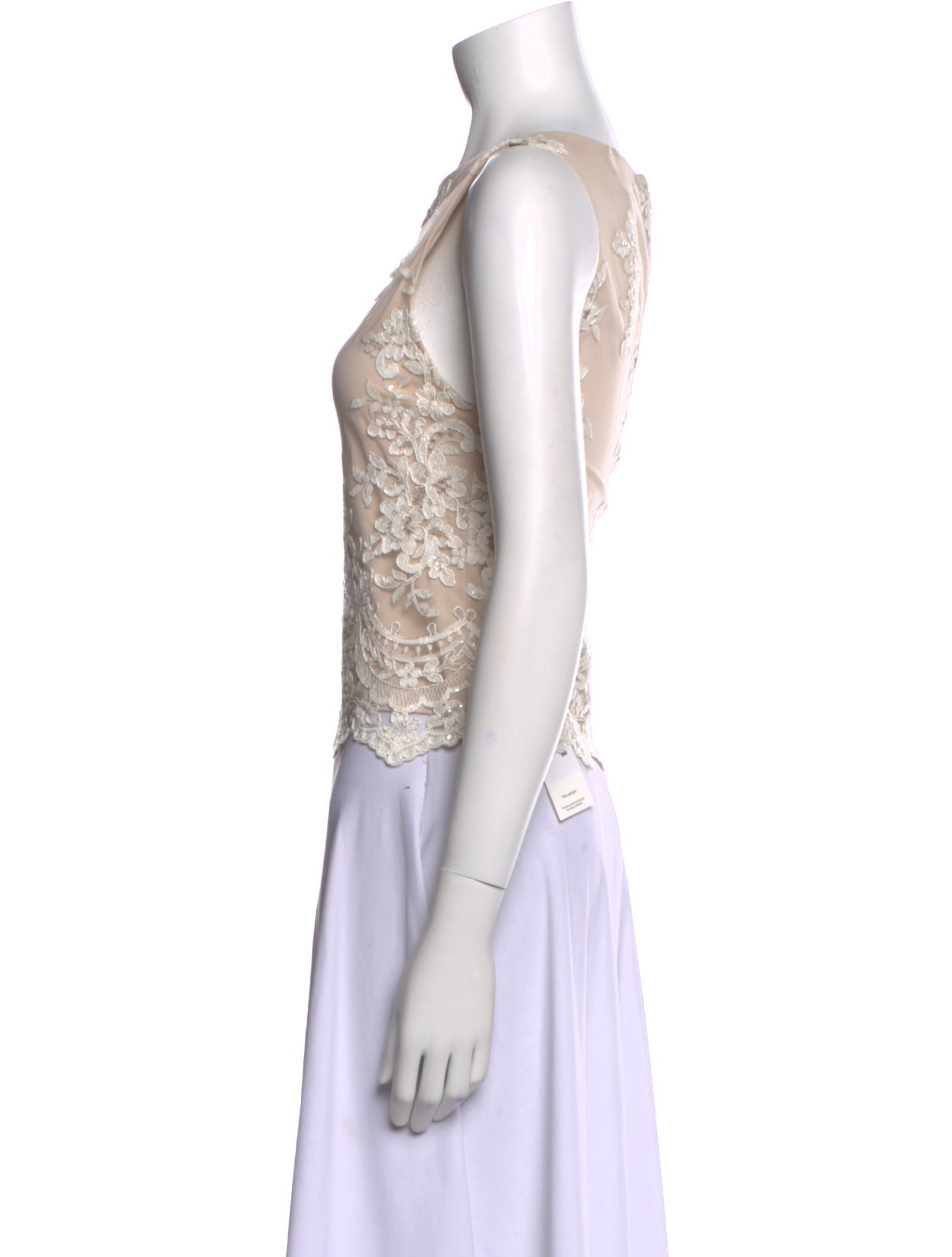 Alice + Olivia Lace Pattern Scoop Neck Crop Top