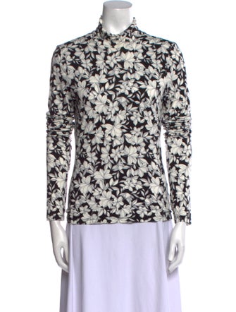 Alice + Olivia Floral Print Mock Neck Button-Up Top