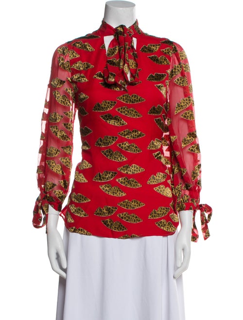 Alice + Olivia Printed Mock Neck Blouse