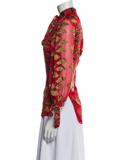 Alice + Olivia Printed Mock Neck Blouse