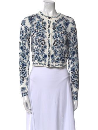 Alice + Olivia Floral Print Crew Neck Sweater