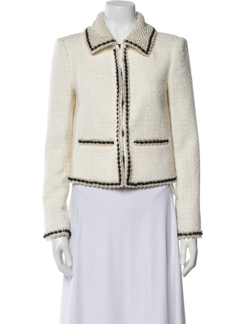 Alice + Olivia Linen Tweed Pattern Biker Jacket