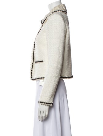 Alice + Olivia Linen Tweed Pattern Biker Jacket