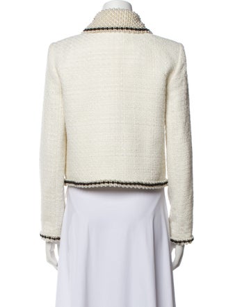 Alice + Olivia Linen Tweed Pattern Biker Jacket