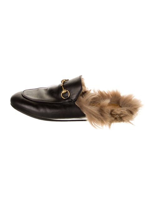 Alice + Olivia Leather Fur Trim Mules