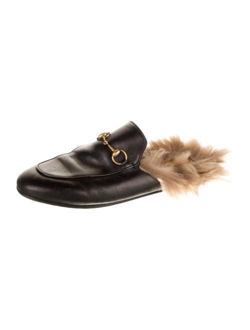 Alice + Olivia Leather Fur Trim Mules