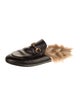 Alice + Olivia Leather Fur Trim Mules