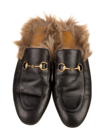 Alice + Olivia Leather Fur Trim Mules