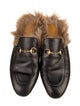 Alice + Olivia Leather Fur Trim Mules