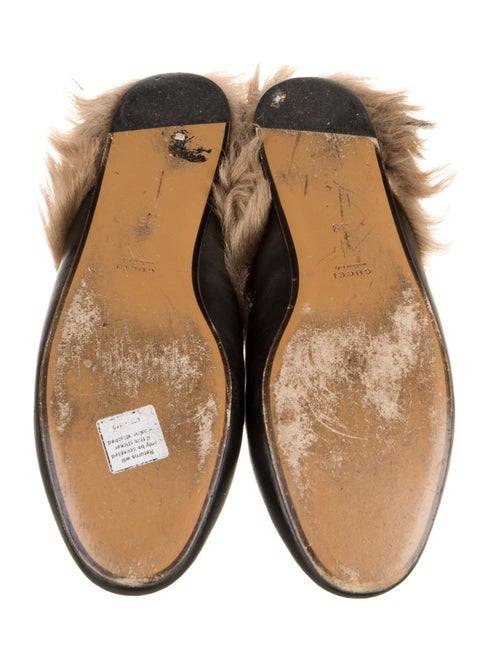 Alice + Olivia Leather Fur Trim Mules