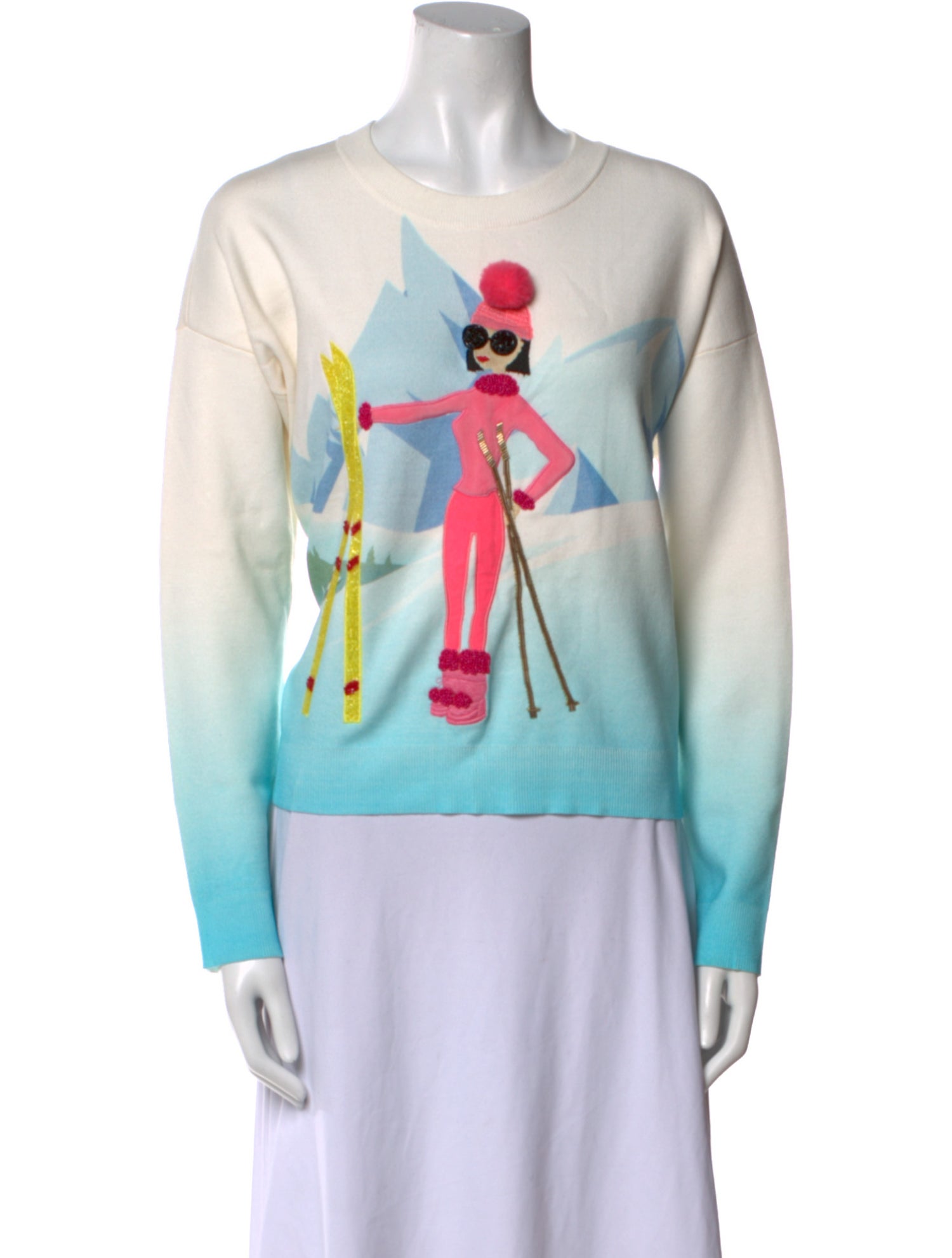 Alice + Olivia Graphic Print Crew Neck Sweater