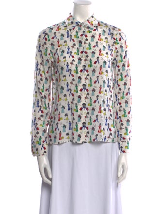 Alice + Olivia Silk Printed Button-Up Top