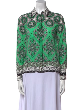 Alice + Olivia Silk Printed Button-Up Top