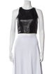 Alice + Olivia Leather Crew Neck Crop Top
