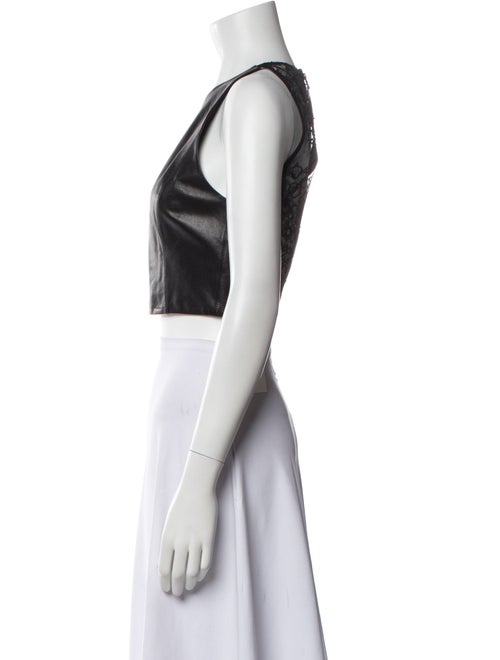 Alice + Olivia Leather Crew Neck Crop Top
