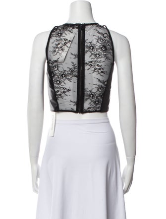 Alice + Olivia Leather Crew Neck Crop Top