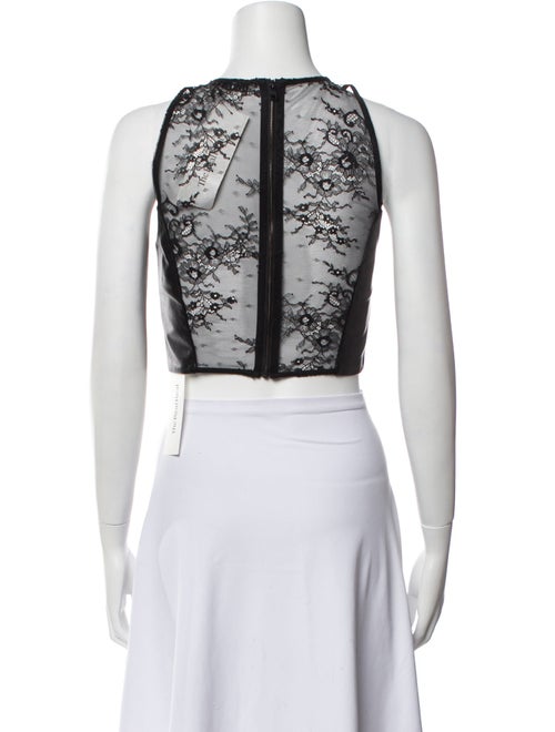 Alice + Olivia Leather Crew Neck Crop Top