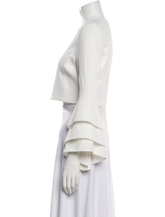 Alice + Olivia Crew Neck Three-Quarter Sleeve Crop Top