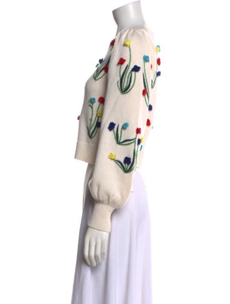 Alice + Olivia Floral Print Crew Neck Sweater