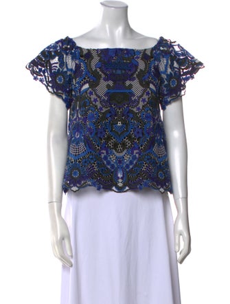 Alice + Olivia Lace Pattern Square Neckline Crop Top