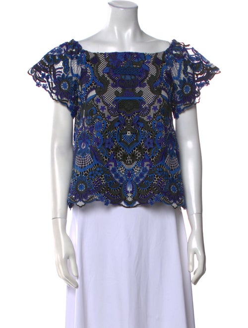 Alice + Olivia Lace Pattern Square Neckline Crop Top