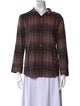 Alice + Olivia Plaid Print Three-Quarter Sleeve Button-Up Top